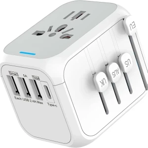 White - Universal International Travel Power Adapter | محول طاقة مناسب للسفر يناسب جميع الأجهزة