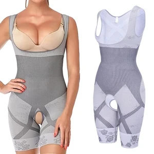 (Gray 2XL/3XL) Women Full Body Shaper Slimming | مشد الجسم الكامل للنساء لشد الجسم وتنحيفه